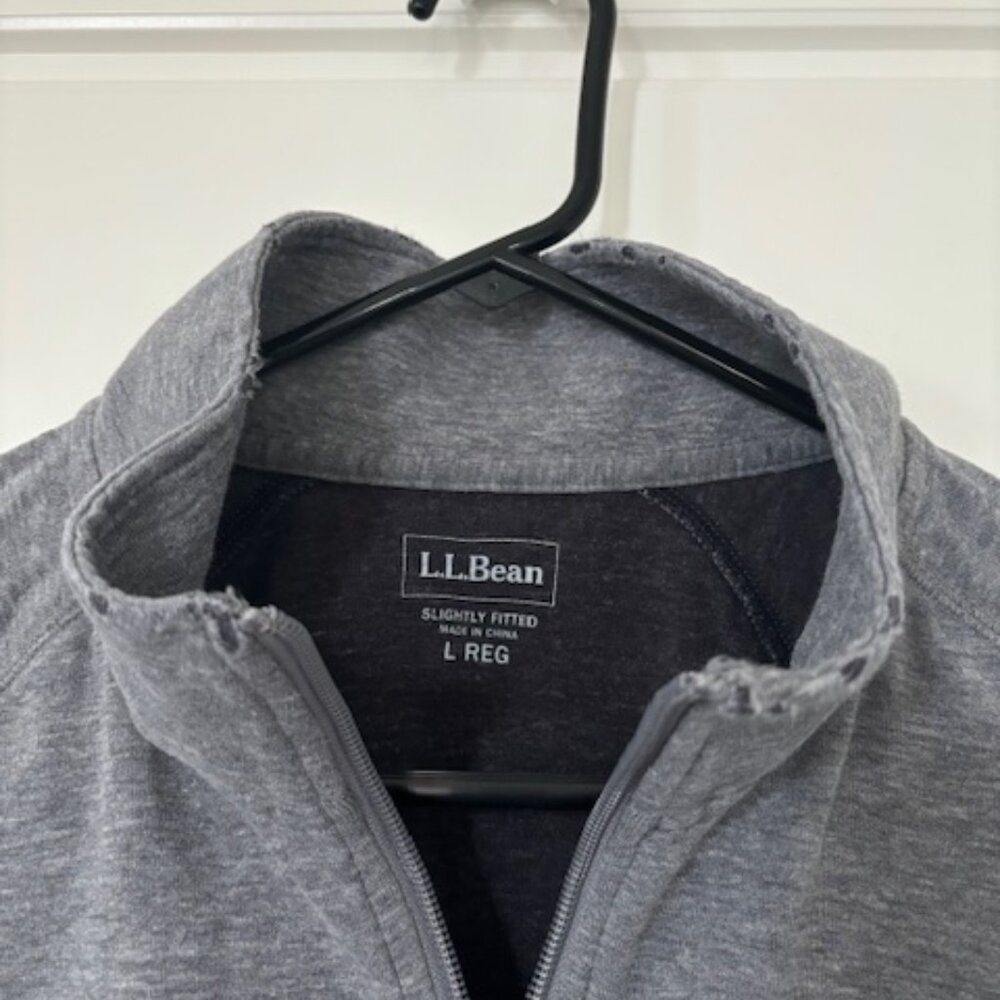LL Bean Sweater Mens Large Grey Comfort Stretch Pique 1/4 Zip Pullover Casual(L)